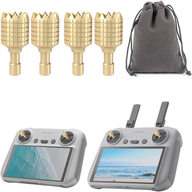 LKTOP 2 Pairs Mini 3/Mini 3 Pro/Mini 4 Pro/Air 3/Air 2S/Mavic 3/Mavic 3 Pro/Mavic 3 Classic Remote Controller Sticks for DJI 𝗥𝗖/𝗥𝗖𝟮 Joystick Rocker Replacement Accessories (Gold) - Image 1